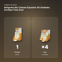 BOLÍGRAFOS BIC COLORES EXPOSITOR 40 UNIDADES SURTIDAS TINTA AZUL - formato de venta: caja de 4