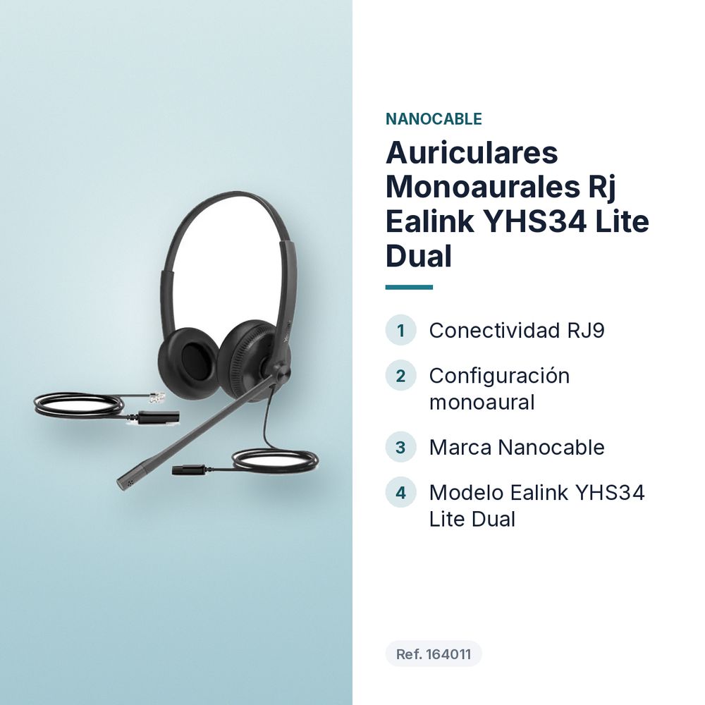 AURICULARES MONOAURALES RJ EALINK YHS34 LITE DUAL - características principales