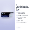 TONER HP LASERJET M203 CF230A 30A NEGRO  - características principales