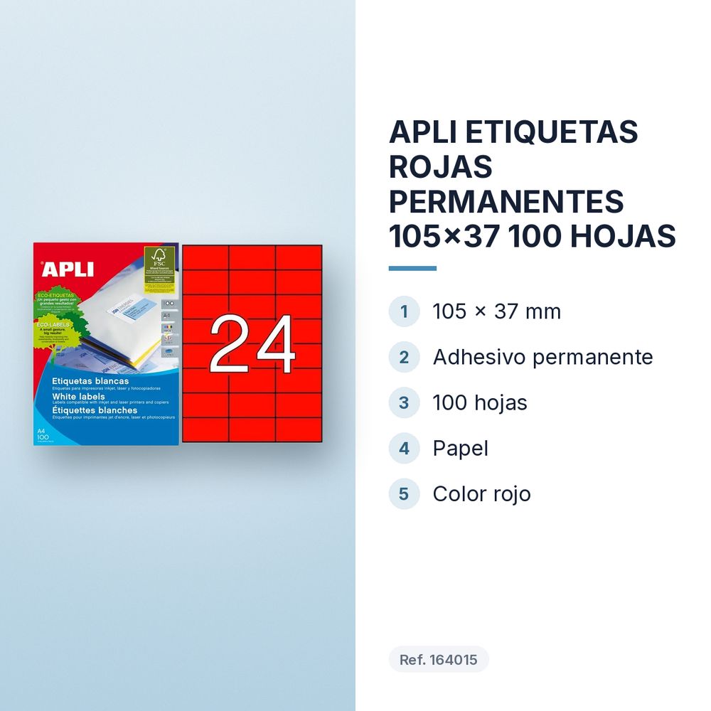 APLI ETIQUETAS ROJAS PERMANENTES 105x37 100 HOJAS - características principales