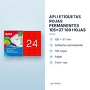 APLI ETIQUETAS ROJAS PERMANENTES 105x37 100 HOJAS - características principales