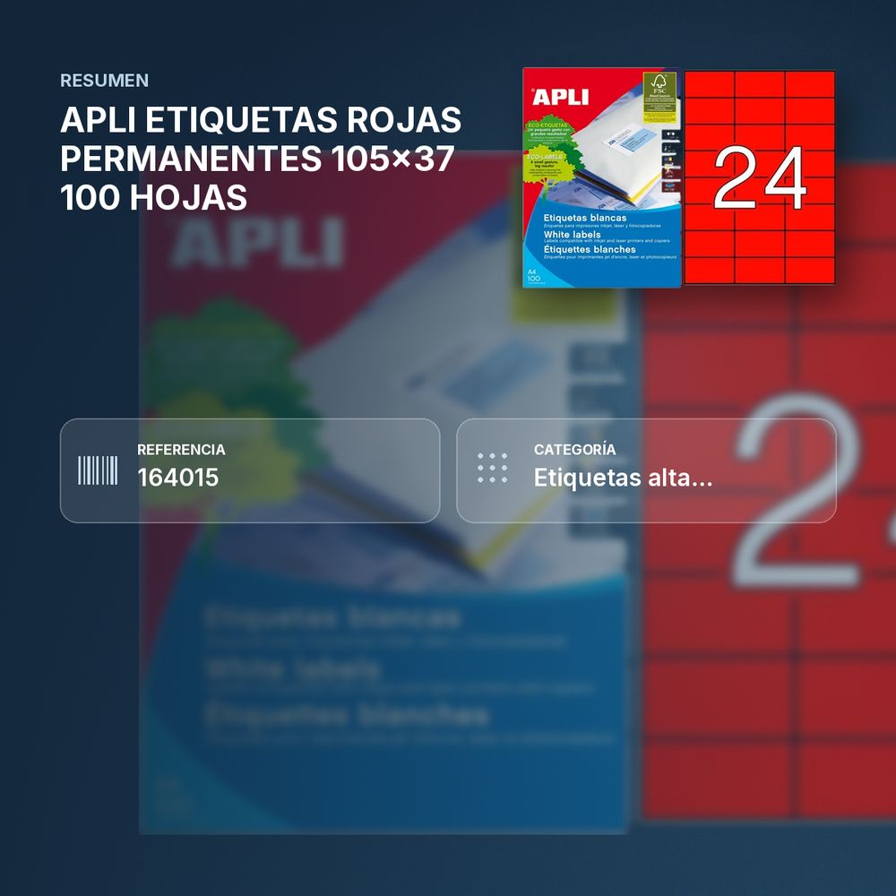 APLI ETIQUETAS ROJAS PERMANENTES 105x37 100 HOJAS - resumen de atributos