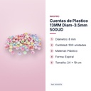 CUENTAS DE PLASTICO 13MM DIAM-3.5MM 500UD - características principales