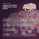 CUENTAS DE PLASTICO 13MM DIAM-3.5MM 500UD - resumen de atributos