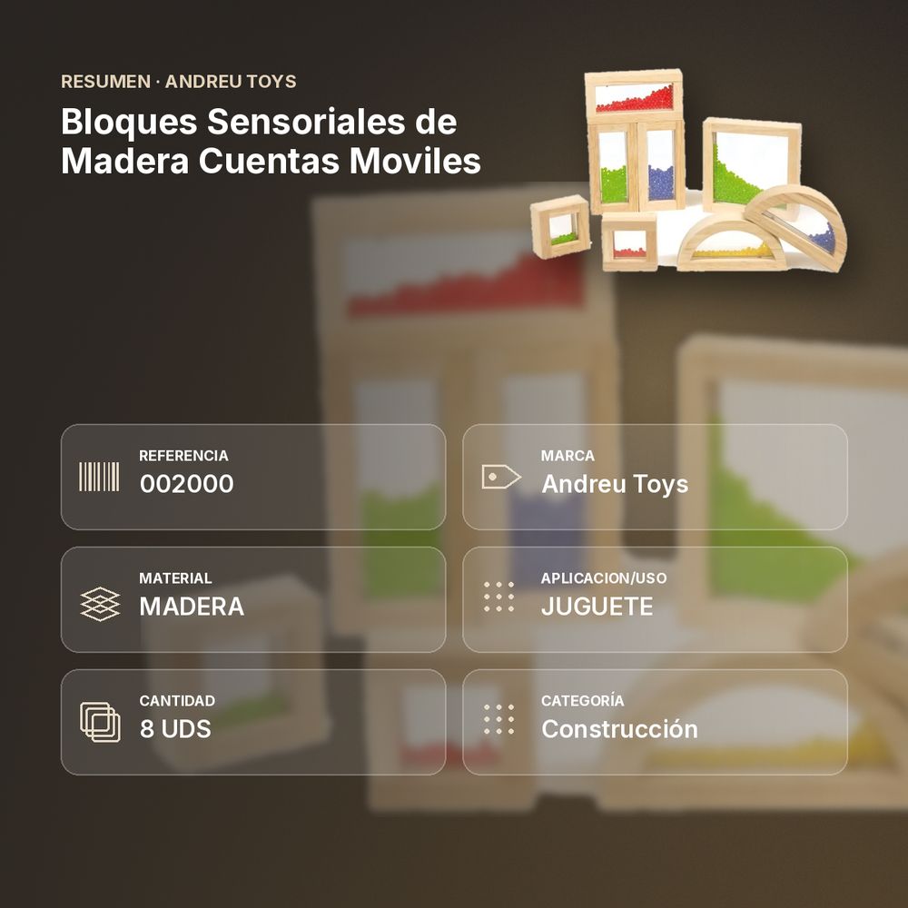 BLOQUES SENSORIALES DE MADERA CUENTAS MOVILES - resumen de atributos