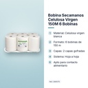 BOBINA SECAMANOS CELULOSA VIRGEN 150M 6 BOBINAS - características principales