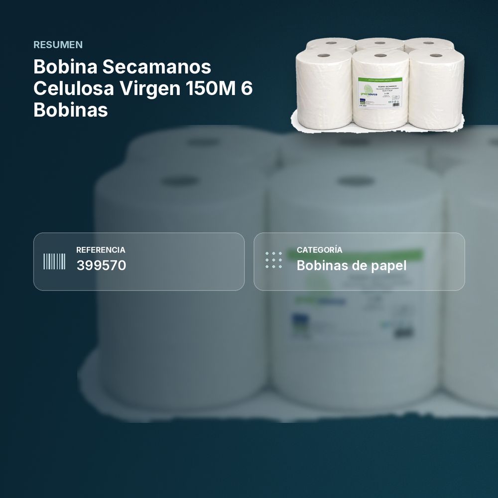 BOBINA SECAMANOS CELULOSA VIRGEN 150M 6 BOBINAS - resumen de atributos