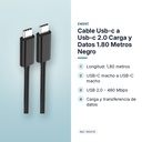 CABLE USB-C A USB-C 2.0 CARGA Y DATOS 1.80 METROS NEGRO - características principales
