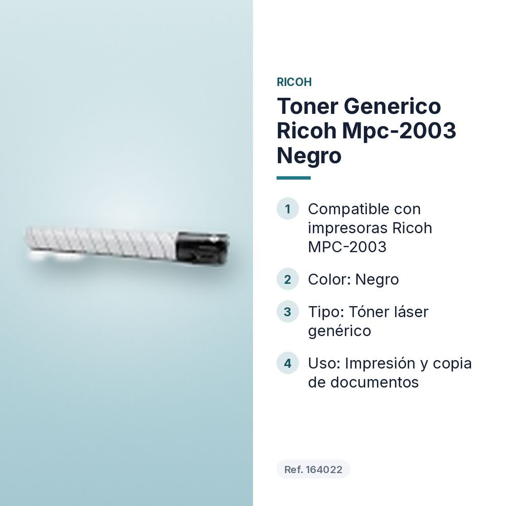 TONER GENERICO RICOH MPC-2003 NEGRO - características principales