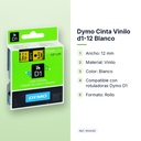 DYMO CINTA VINILO D1-12 BLANCO  - características principales
