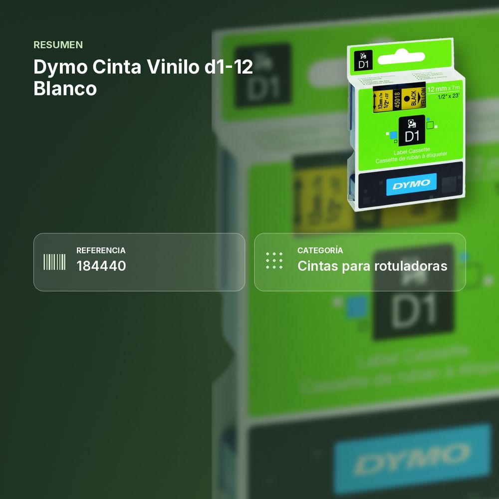 DYMO CINTA VINILO D1-12 BLANCO  - resumen de atributos