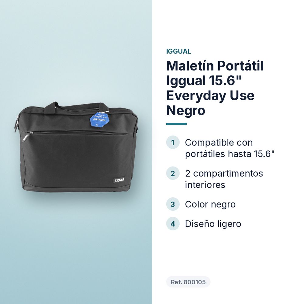 MALETÍN PORTÁTIL IGGUAL 15.6" EVERYDAY USE NEGRO - características principales