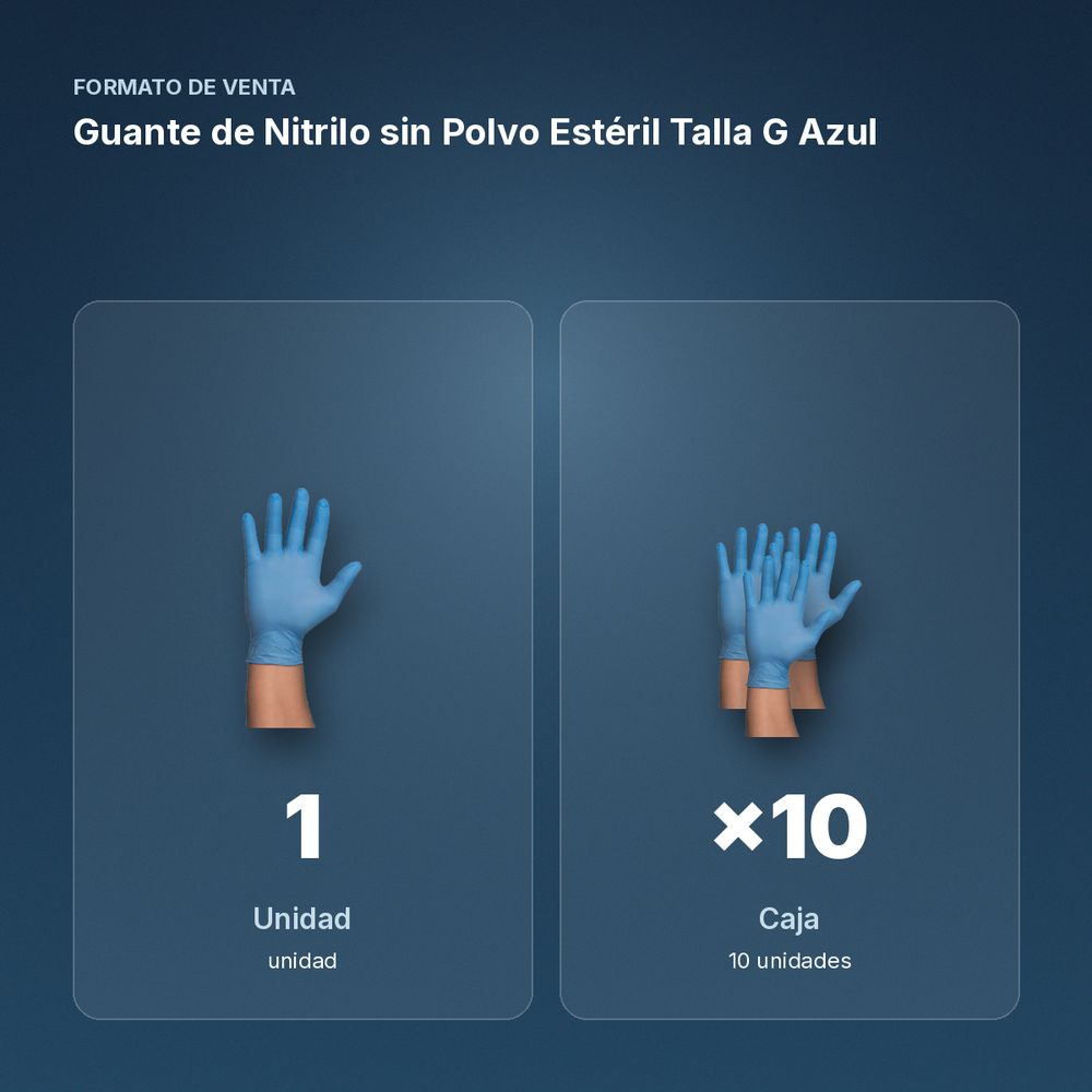 GUANTE DE NITRILO SIN POLVO ESTÉRIL TALLA G AZUL - formato de venta: caja de 10
