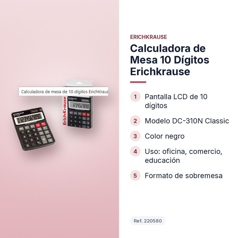 CALCULADORA DE MESA 10 DÍGITOS ERICHKRAUSE  - características principales