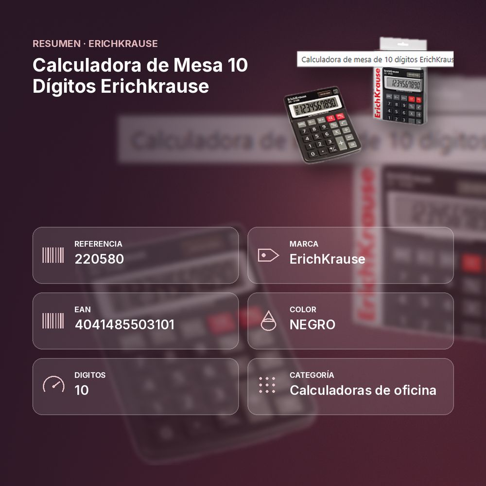 CALCULADORA DE MESA 10 DÍGITOS ERICHKRAUSE  - resumen de atributos