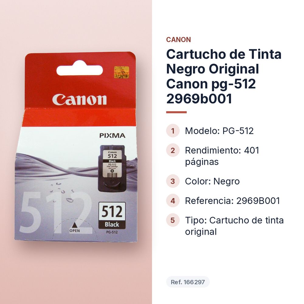 CARTUCHO DE TINTA NEGRO ORIGINAL CANON PG-512 2969B001 - características principales