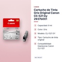 CARTUCHO DE TINTA GRIS ORIGINAL CANON CLI-521 GY 2937B001 - características principales