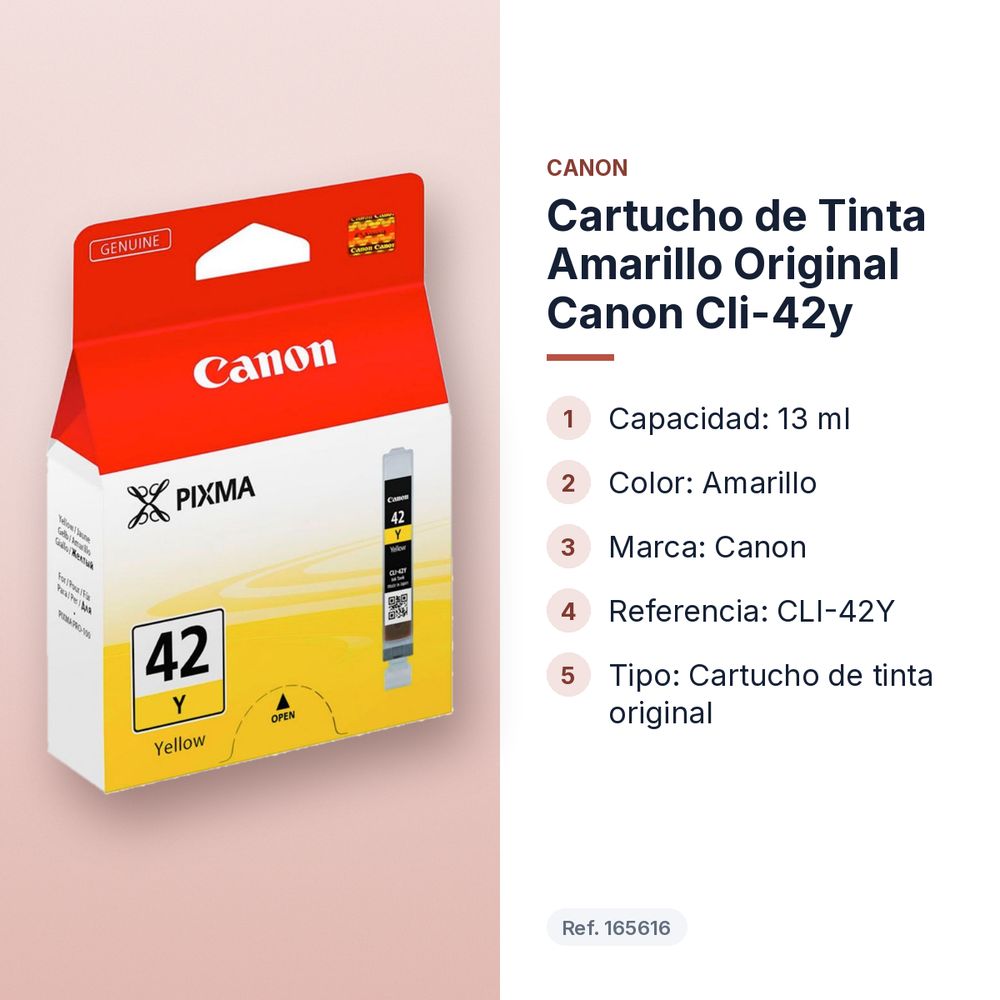 CARTUCHO DE TINTA AMARILLO ORIGINAL CANON CLI-42Y - características principales
