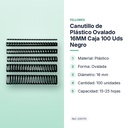 CANUTILLO DE PLÁSTICO OVALADO 16MM CAJA 100 UDS NEGRO - características principales