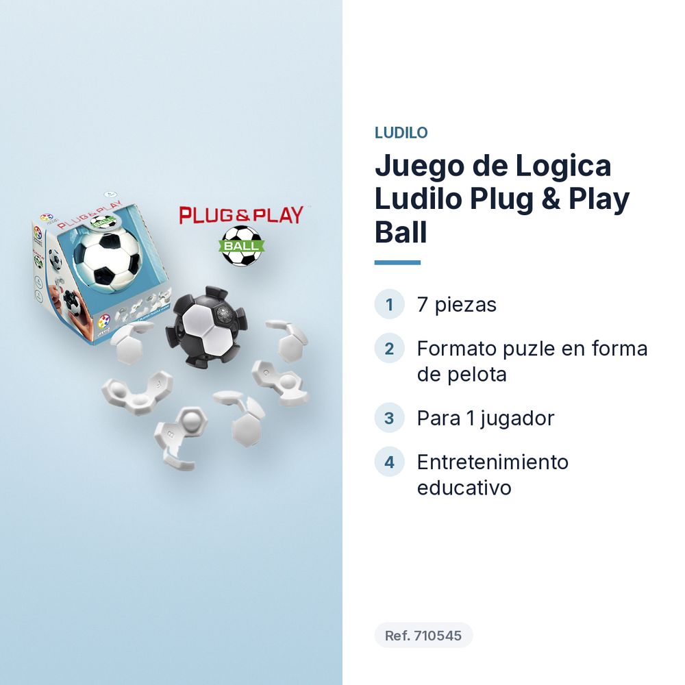 JUEGO DE LOGICA LUDILO PLUG & PLAY BALL - características principales