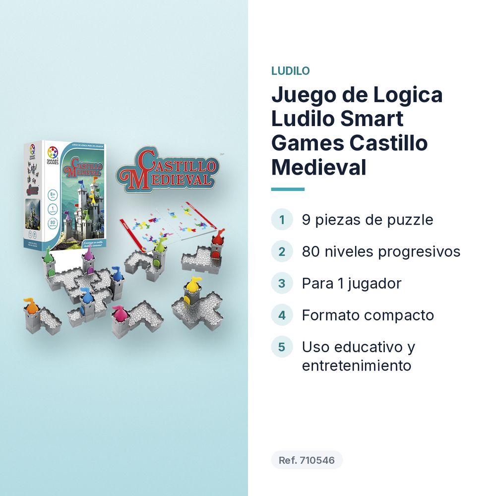 JUEGO DE LOGICA LUDILO SMART GAMES CASTILLO MEDIEVAL - características principales