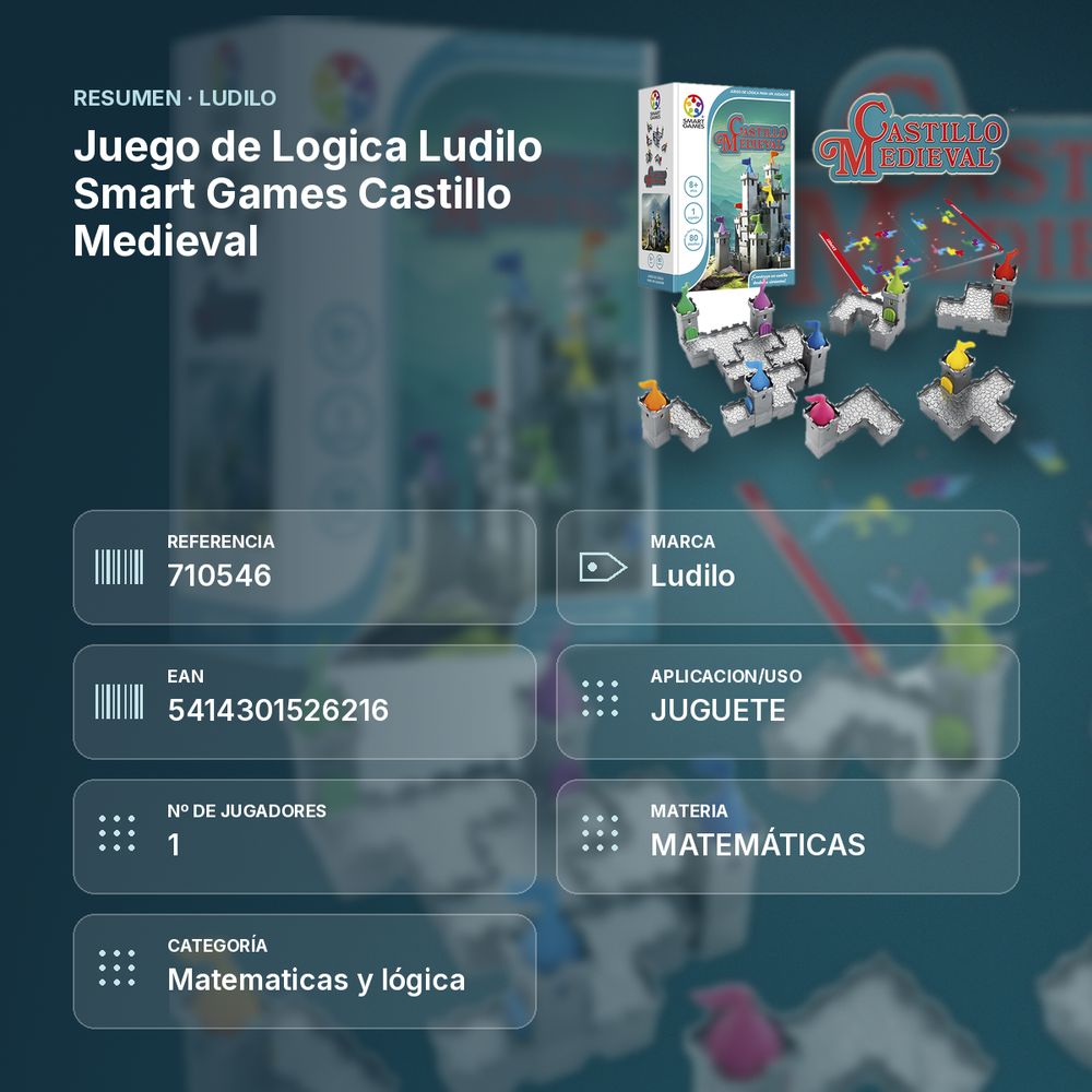 JUEGO DE LOGICA LUDILO SMART GAMES CASTILLO MEDIEVAL - resumen de atributos