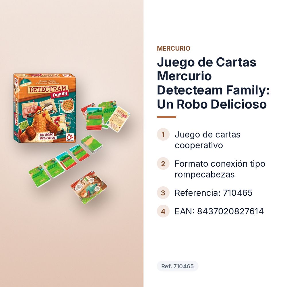 JUEGO DE CARTAS MERCURIO DETECTEAM FAMILY: UN ROBO DELICIOSO - características principales