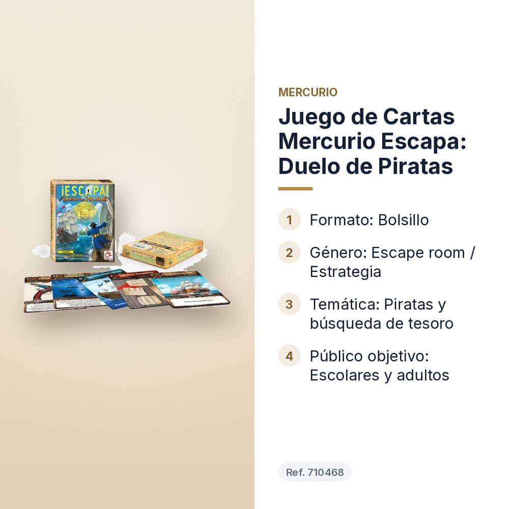 JUEGO DE CARTAS MERCURIO ESCAPA: DUELO DE PIRATAS - características principales