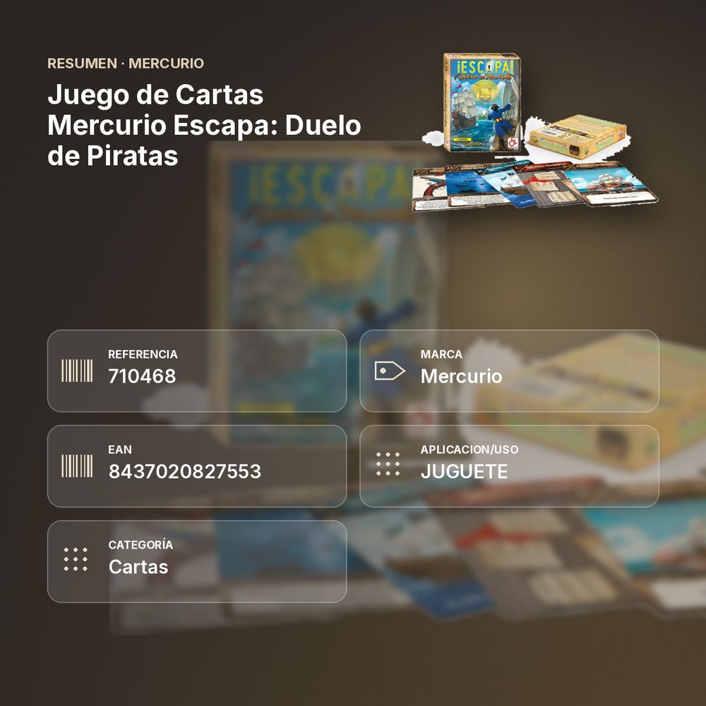 JUEGO DE CARTAS MERCURIO ESCAPA: DUELO DE PIRATAS - resumen de atributos