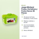 JUEGO MINILAND FRUTAS, HORTALIZAS Y FRUTOS SECOS 36 PIEZAS - características principales