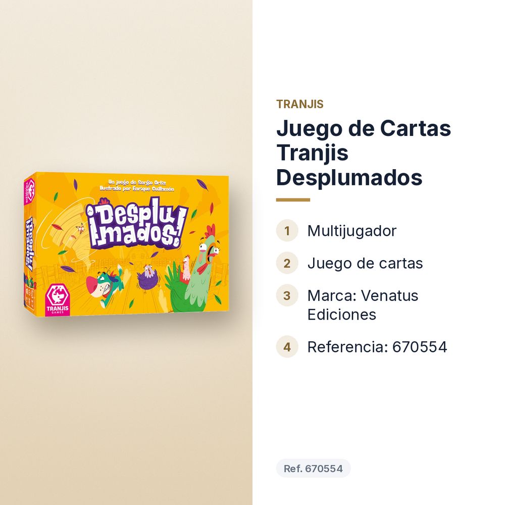 JUEGO DE CARTAS TRANJIS DESPLUMADOS  - características principales