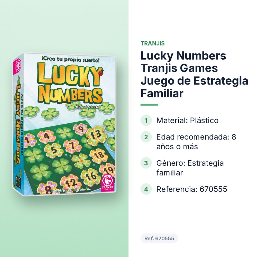 LUCKY NUMBERS TRANJIS GAMES JUEGO DE ESTRATEGIA FAMILIAR - características principales