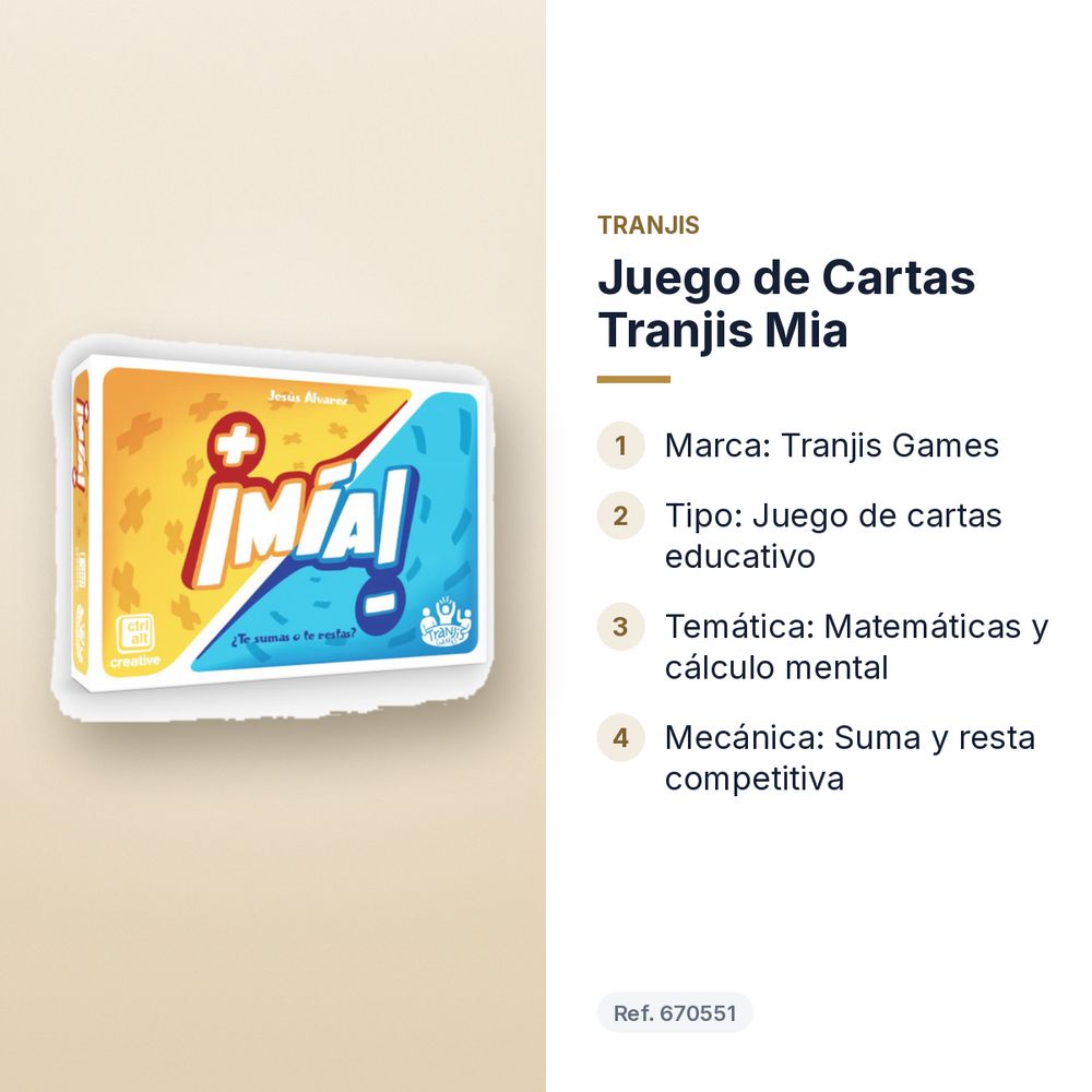 JUEGO DE CARTAS TRANJIS MIA  - características principales