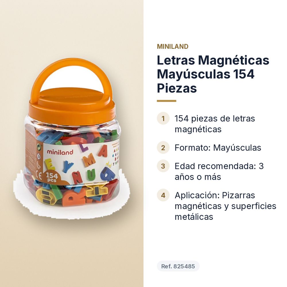 LETRAS MAGNÉTICAS MAYÚSCULAS 154 PIEZAS - características principales