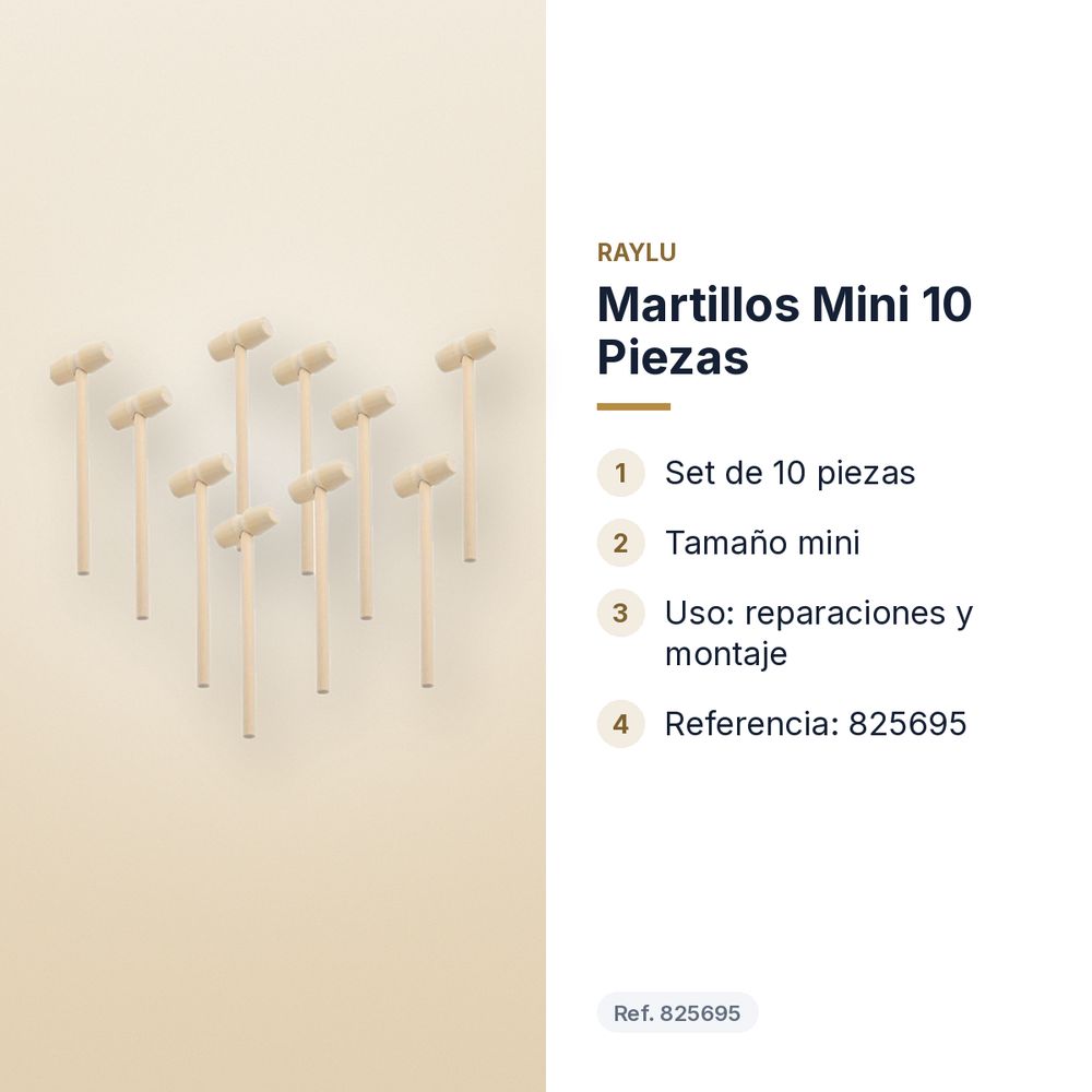 MARTILLOS MINI 10 PIEZAS - características principales