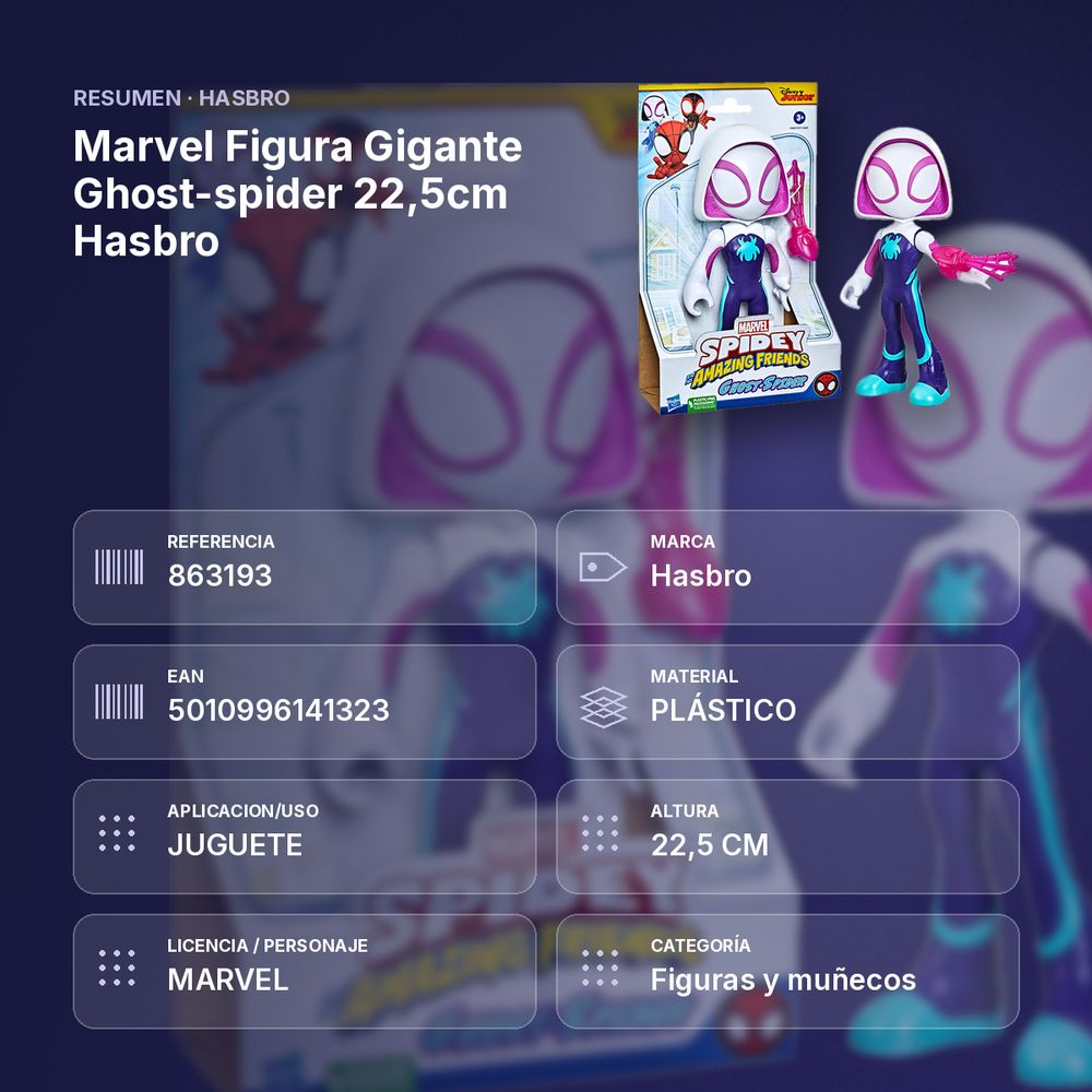 MARVEL FIGURA GIGANTE GHOST-SPIDER 22,5CM HASBRO - resumen de atributos