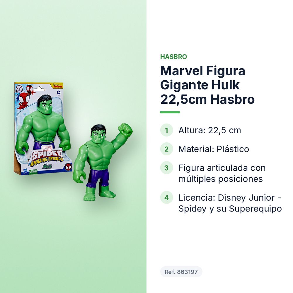 MARVEL FIGURA GIGANTE HULK 22,5CM HASBRO - características principales
