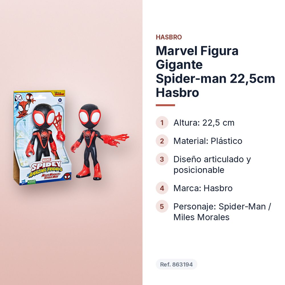 MARVEL FIGURA GIGANTE SPIDER-MAN 22,5CM HASBRO - características principales