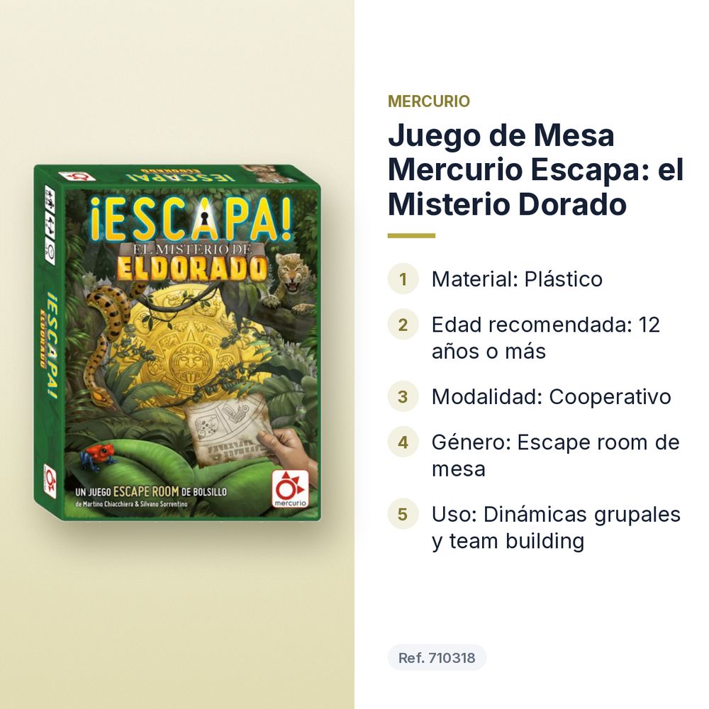 JUEGO DE MESA MERCURIO ESCAPA: EL MISTERIO DORADO - características principales
