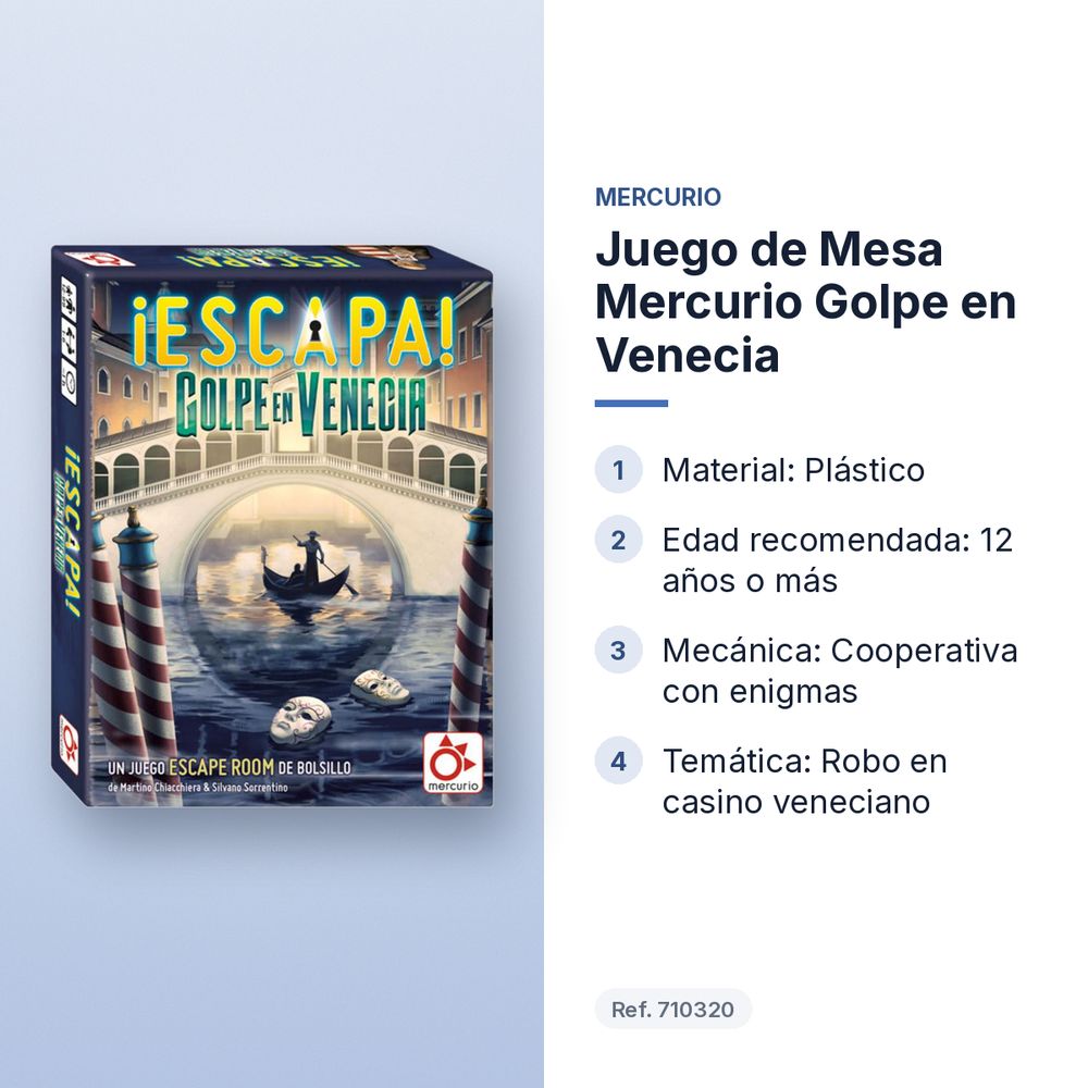 JUEGO DE MESA MERCURIO GOLPE EN VENECIA - características principales