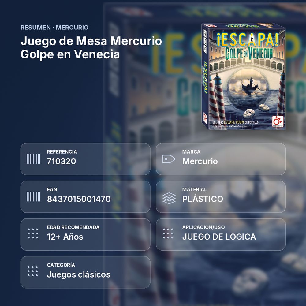 JUEGO DE MESA MERCURIO GOLPE EN VENECIA - resumen de atributos