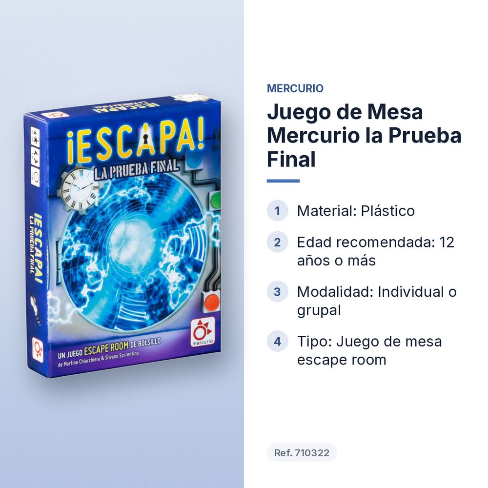 JUEGO DE MESA MERCURIO LA PRUEBA FINAL - características principales