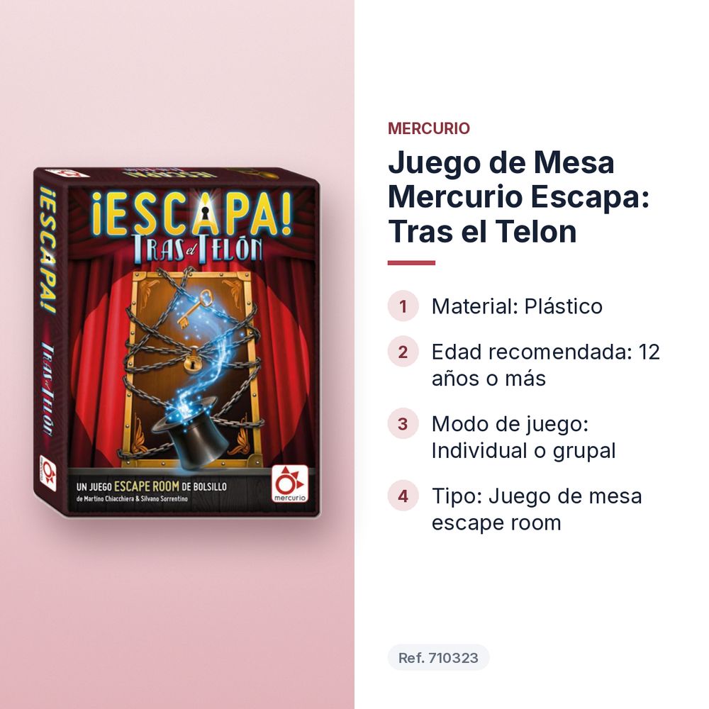 JUEGO DE MESA MERCURIO ESCAPA: TRAS EL TELON - características principales