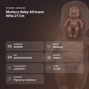MUÑECO BABY AFRICANO NIÑA 21 CM  - resumen de atributos