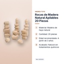 ROCAS DE MADERA NATURAL APILABLES 20 PIEZAS - características principales