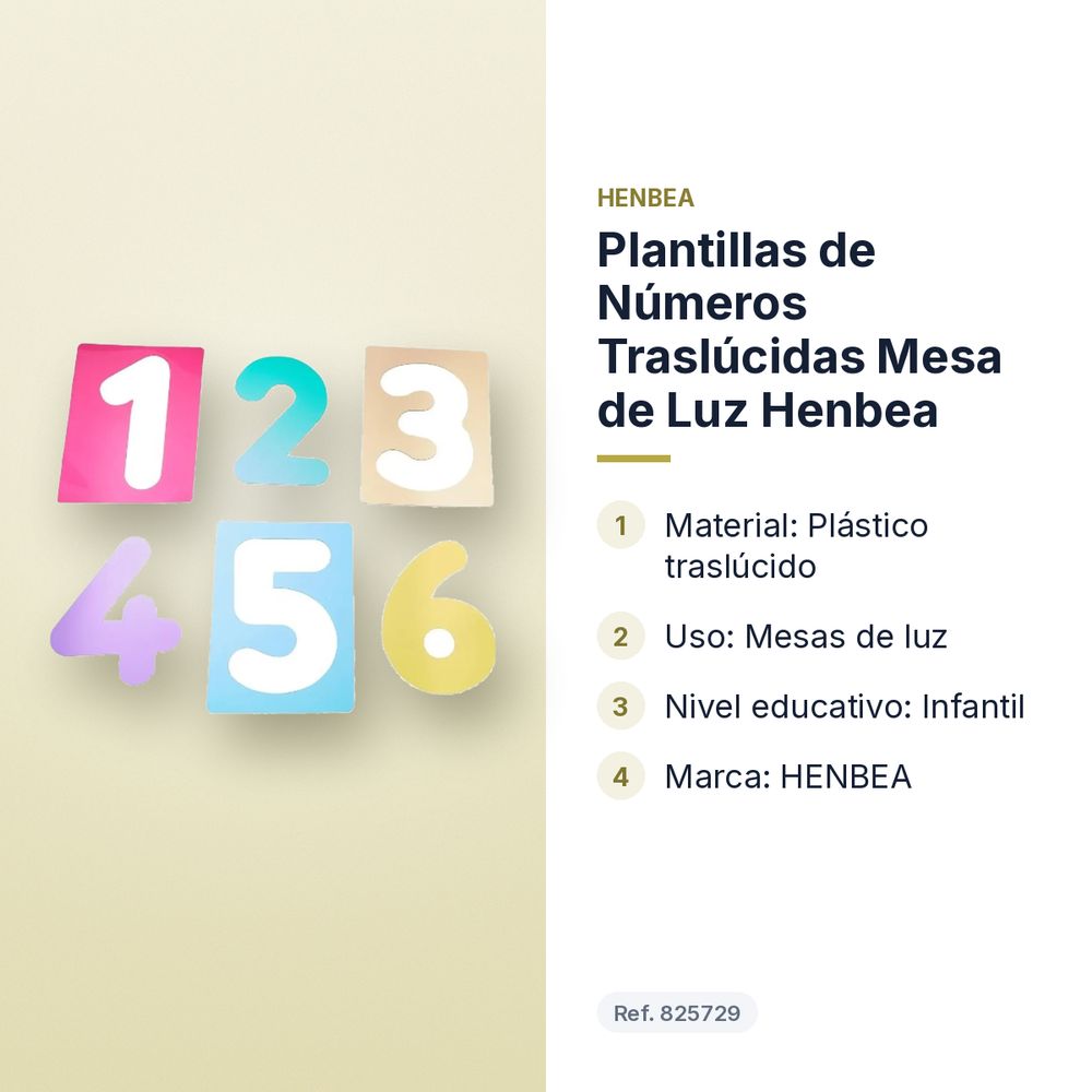 PLANTILLAS DE NÚMEROS TRASLÚCIDAS MESA DE LUZ HENBEA - características principales