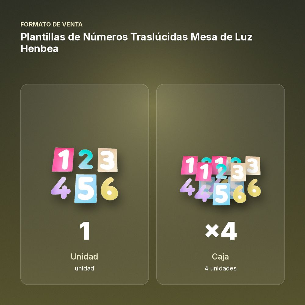 PLANTILLAS DE NÚMEROS TRASLÚCIDAS MESA DE LUZ HENBEA - formato de venta: caja de 4