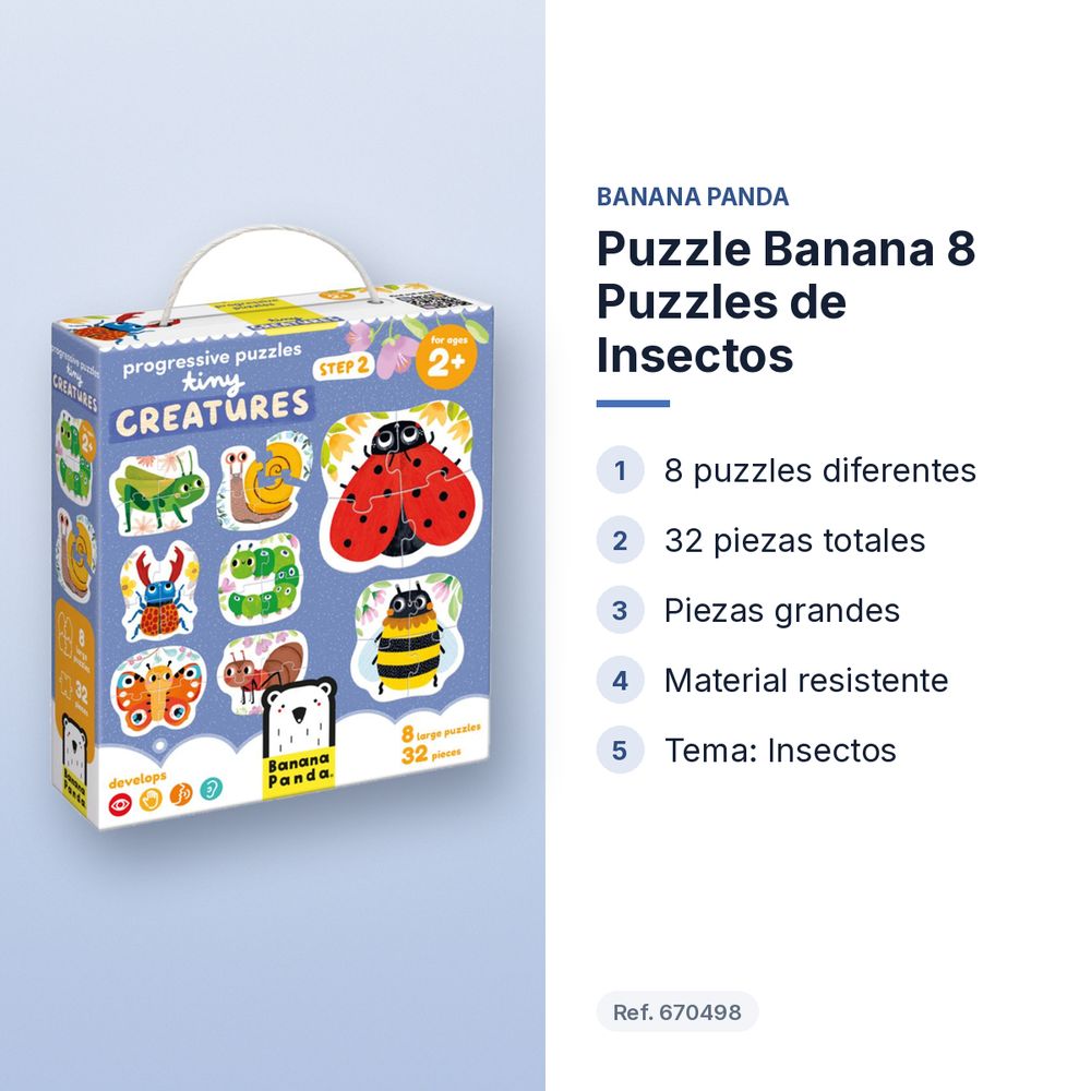 PUZZLE BANANA 8 PUZZLES DE INSECTOS - características principales
