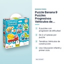 PUZZLE BANANA 9 PUZZLES PROGRESIVOS VEHÍCULOS DE CONSTRUCCIÓN - características principales