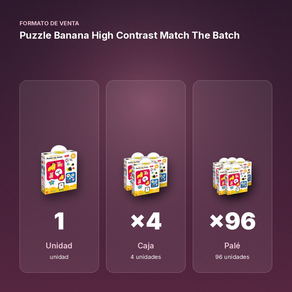 PUZZLE BANANA HIGH CONTRAST MATCH THE BATCH - formato de venta: caja de 4, palé de 96